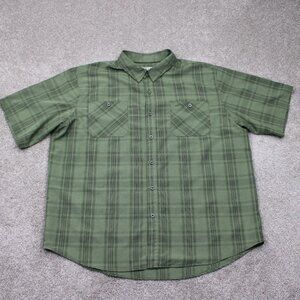 Orvis Shirt Mens 2XL XXL Green Quick Dry Pockets Short Sleeve‎ Polyester Button